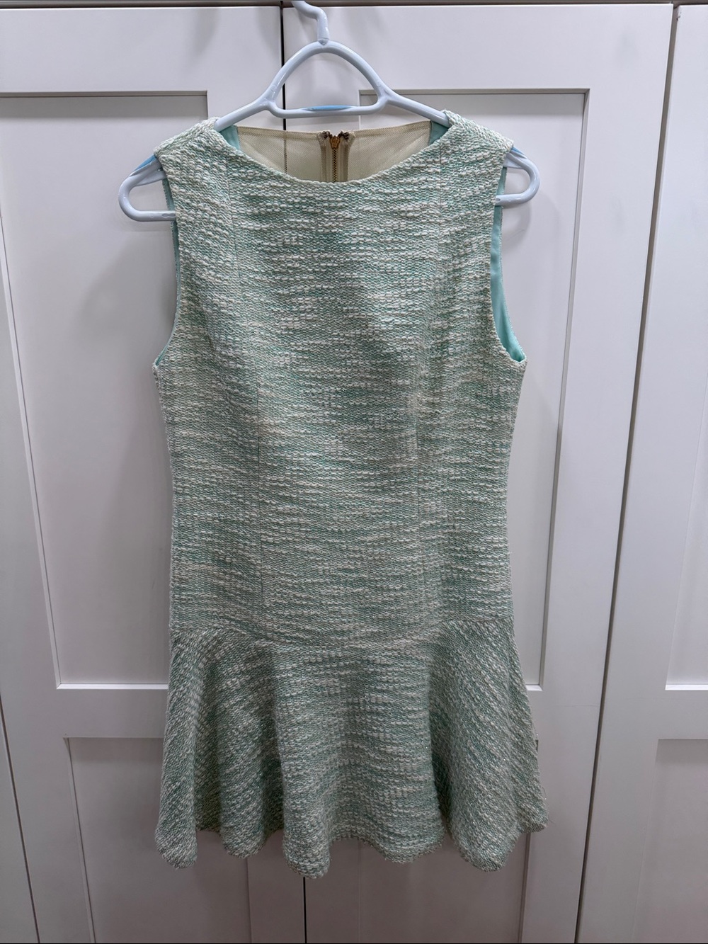 Alice + Olivia Mint Tweed Flare Dress